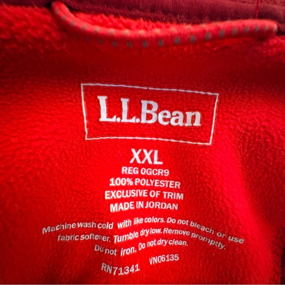 L.L.Bean Polartec® Windbloc Fleece Jacket Hoodie – Red – XXL – Unisex - Picture 7 of 13